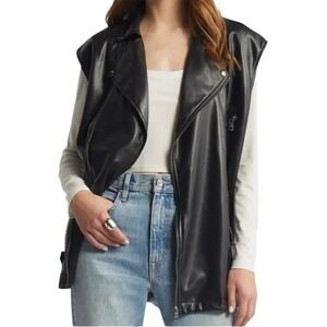 Open Edit Faux Leather Moto Woman Vest - US‎ L
